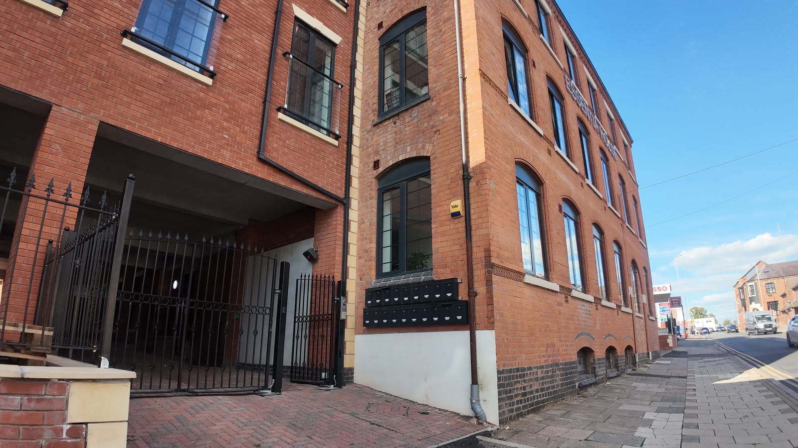 A secure front entrance with a parcel